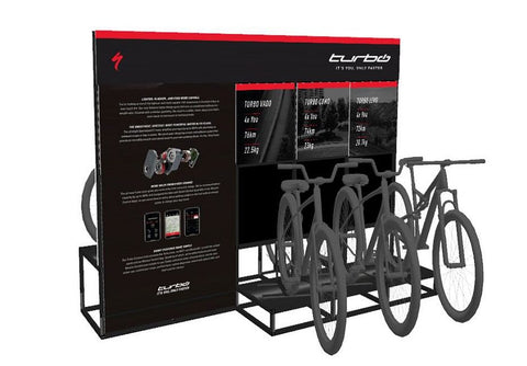 Specialized bike experience display retail display smoke 10’ w x 4’ w x 6 h