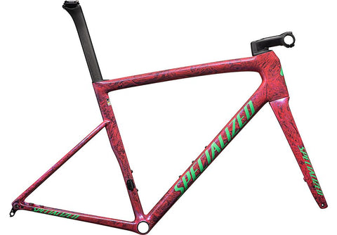 Specialized tarmac sl8 frmset gloss carbon / metallic vivid pink strata / electric green 58