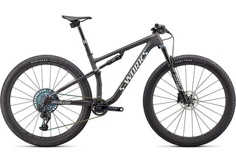 2022 Specialized epic S-Works bike satin carbon / color run blue murano pearl / gloss chrome foil logos l