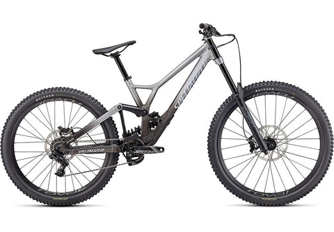2022 Specialized demo expert bike gloss silver dust / charcoal tint gravity fade / white w/ red ghost pearl / flo red s4