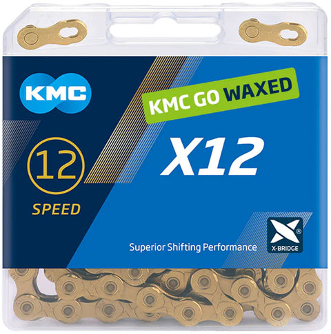 KMC X12 Waxed Chain - 12-Speed 126 Links Ti Gold