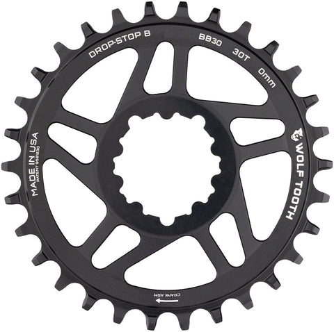 Wolf Tooth Direct Mount Chainring - 30t SRAM Direct Mount Drop-Stop B For BB30 Short Spindle Cranksets 0mm Offset BLK