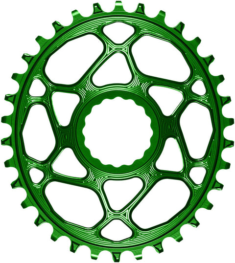 absoluteBLACK Oval Narrow-Wide Direct Mount Chainring - 34t CINCH Direct Mount 3mm Offset Green