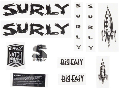 Surly Big Easy Frame Decal Set - Black with Rocket