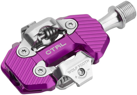 Wolf Tooth CTRL Trail Clipless Pedals - Dual Sided Clipless Alloy 9/16" Ultraviolet Purple Pair Shimano SPD