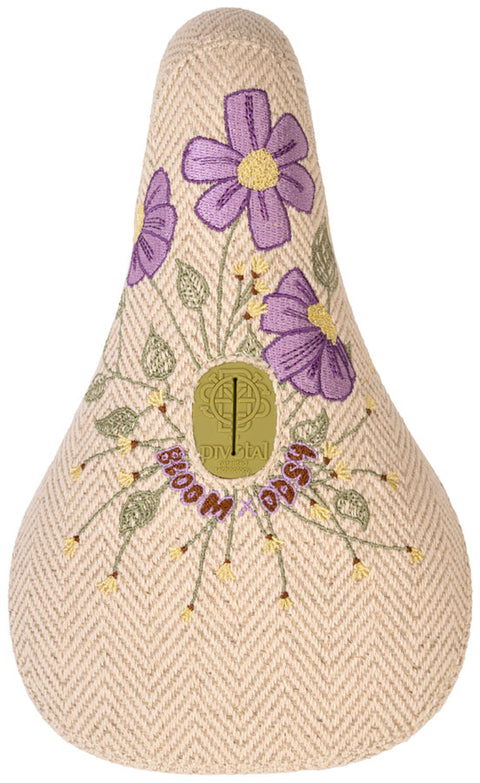 Odyssey X Bloom BMX Seat - Pivotal Cream Corduroy w/ Floral Embroidery Fat