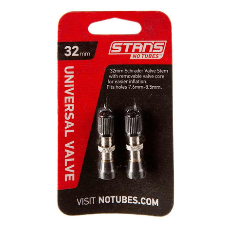Stans Tubeless Universal Valve Stems - Brass 32mm Universal Schrader Pair
