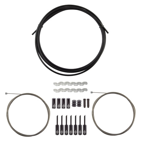 Origin8 Slick Compressionless 2x Gear Cable/Housing Kit Front and Rear 3200mm/2300mm & 2800mm 4mm/1.1mm Black MTB/Road Compressionless