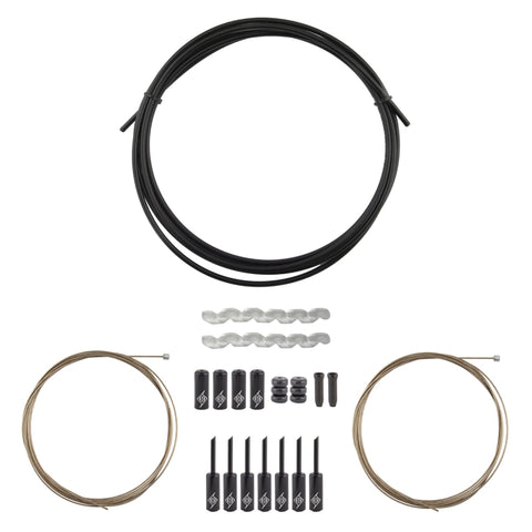 Origin8 SuperSlick Compressionless 2x Gear Cable/Housing Kit Front and Rear 3200mm/2300mm & 2800mm 4mm/1.1mm Black MTB/Road Compressionless