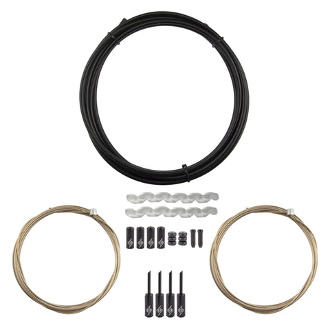 Origin8 SuperSlick Compressionless MTB Brake Cable/Housing Kit Front and Rear 3000mm/1500mm & 2800mm 5mm/1.5mm Black MTB Compressionless