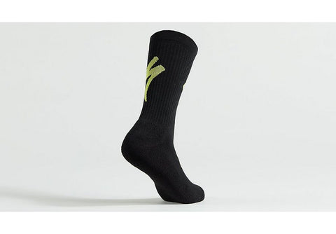 Specialized techno mtb tall logo sock black/hyper green m