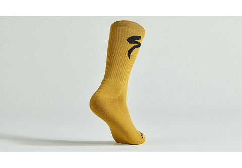 Specialized merino midweight tall logo sock harvest gold m