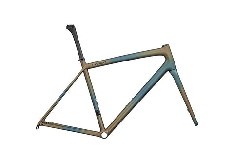 Specialized aethos S-Works frmset satin deep lake metallic / green pearl + burnt gold metallic fades / dark navy 61