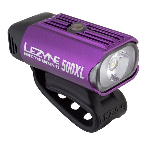 Lezyne Hecto Drive 500XL Front Purple 8 Front Silicone Strap USB 500