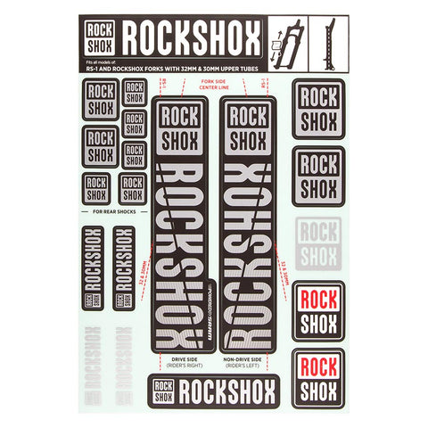 RockShox Fork Decal Kit - 30/32mm/RS1 Gray