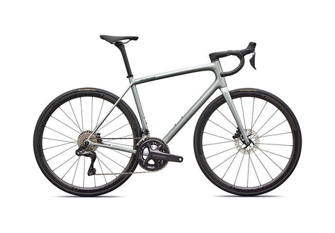 2026 Specialized Aethos Pro Di2 Bike Gloss Shadow Silver / Emerald Metallic 49