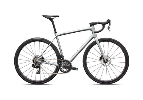 2026 Specialized Aethos Pro Axs Bike Gloss Shadow Silver / Emerald Metallic 58