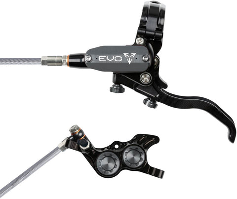 Hope EVO GR4 Disc Brake Lever Set - Left Hand Post Mount 4-Piston Braided Hydraulic Hose BLK/Smoke