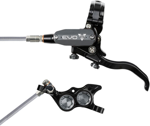 Hope EVO TR4 Disc Brake Lever Set - Left Hand Post Mount 4-Piston Braided Hydraulic Hose BLK/Smoke
