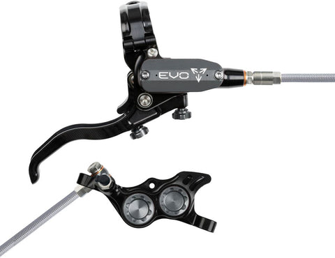 Hope EVO TR4 Disc Brake Lever Set - Right Hand Post Mount 4-Piston Braided Hydraulic Hose BLK/Smoke
