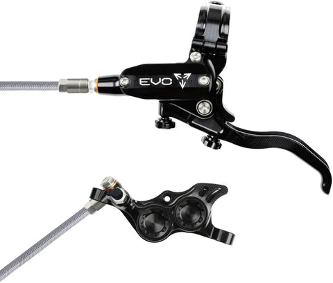 Hope EVO TR4 Disc Brake Lever Set - Left Hand Post Mount 4-Piston Braided Hydraulic Hose BLK