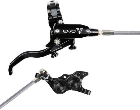 Hope EVO TR4 Disc Brake Lever Set - Right Hand Post Mount 4-Piston Braided Hydraulic Hose BLK