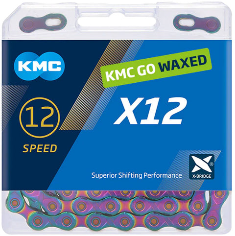 KMC X12 Waxed Chain - 12-Speed 126 Links Aurora Blue