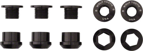 Wolf Tooth 1x Chainring Bolt Set - 6mm Dual Hex Fittings Set/5 Black