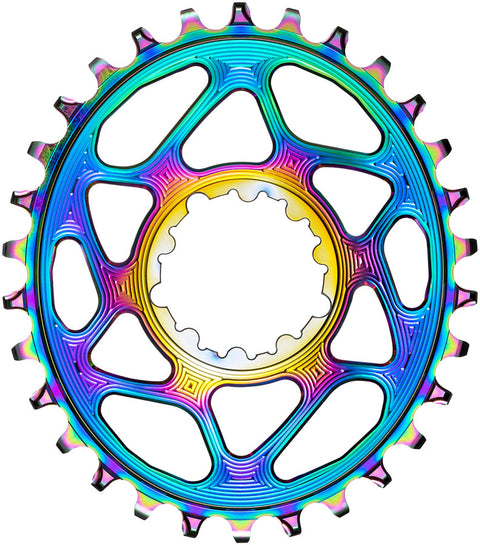 absoluteBLACK Oval Narrow-Wide Direct Mount Chainring - 30t SRAM 3-Bolt Direct Mount 3mm Offset PVD Rainbow