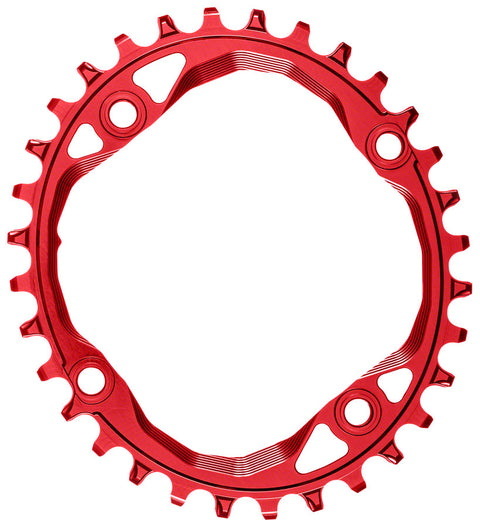 absoluteBLACK Oval 104 BCD Chainring - 30t 104 BCD 4-Bolt Narrow-Wide Red