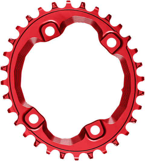 absoluteBLACK Oval 96 BCD Chainring Shimano XT M8000 - 32t 96 Shimano Asymmetric BCD 4-Bolt Narrow-Wide Red