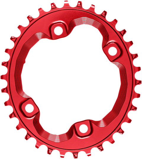 absoluteBLACK Oval 96 BCD Chainring Shimano XT M8000 - 34t 96 Shimano Asymmetric BCD 4-Bolt Narrow-Wide Red