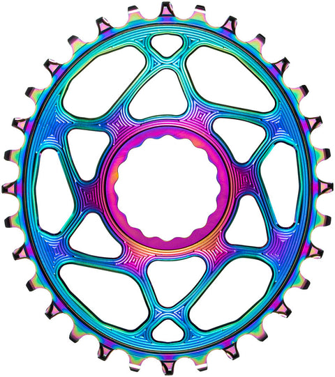 absoluteBLACK Oval Narrow-Wide Direct Mount Chainring - 34t CINCH Direct Mount 3mm Offset PVD Rainbow