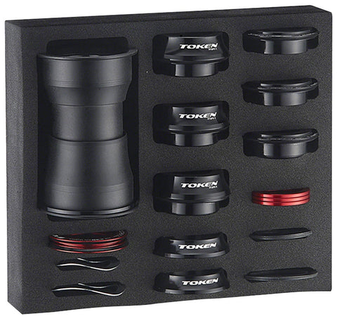 Token PF71 Savior 7-N-1 Press Fit Bottom Bracket Package - BB386/BB392/PF30 Shimano HTII / SRAM GXP / BB386/BB392/BB30 BLK