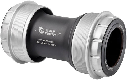 Wolf Tooth T47 External Bottom Bracket - T47 External 68/73mm For 30mm Spindle Raw Silver