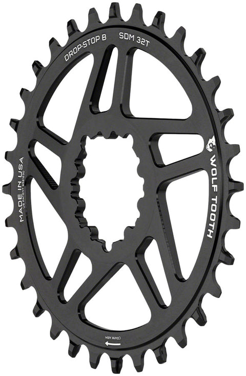 Wolf Tooth Direct Mount Chainring - 30t SRAM Direct Mount Drop-Stop B For SRAM 3-Bolt Boost Cranks 3mm Offset BLK