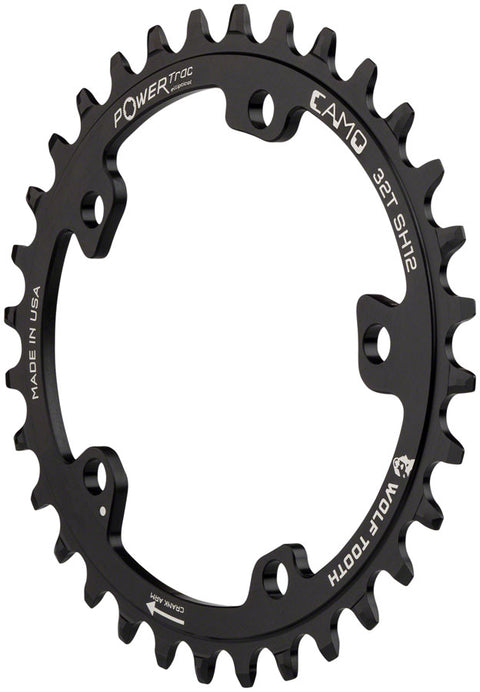 Wolf Tooth CAMO Aluminum Elliptical Chainring - 34t Wolf Tooth CAMO Mount Drop-Stop ST Shimano 12 Speed HG+ BLK