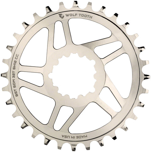 Wolf Tooth Direct Mount Chainring - 32t SRAM Direct Mount For SRAM 3-Bolt Boost Requires 12-Speed Hyperglide+ Chain Nickel Plated