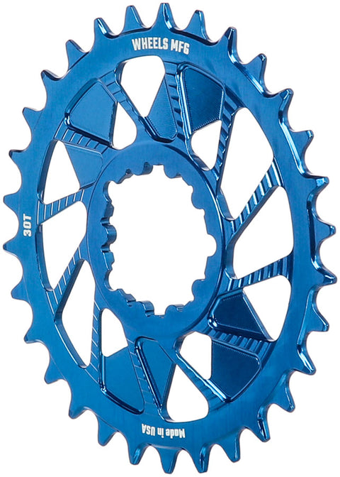 Wheels Manufacturing Direct Mount Chainring - 30t SRAM 3-Bolt Direct Mount 3mm Offset T-Type Chain Compatible Blue