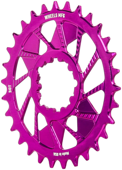 Wheels Manufacturing Direct Mount Chainring - 30t SRAM 3-Bolt Direct Mount 3mm Offset T-Type Chain Compatible Purple