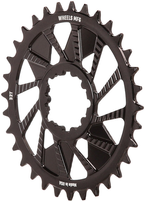 Wheels Manufacturing Direct Mount Chainring - 32t SRAM 3-Bolt Direct Mount 3mm Offset T-Type Chain Compatible BLK