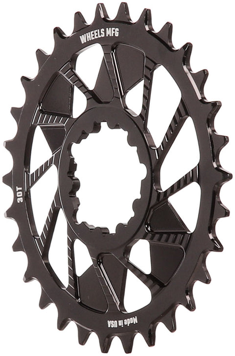 Wheels Manufacturing Direct Mount Chainring - 30t SRAM 3-Bolt Direct Mount 3mm Offset Compatible Hyperglide+ Chain BLK