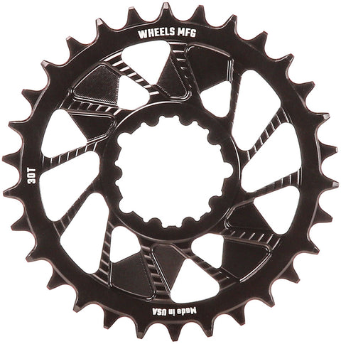Wheels Manufacturing Direct Mount Chainring - 30t SRAM 3-Bolt Direct Mount 3mm Offset Compatible Hyperglide+ Chain BLK