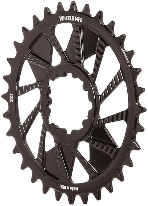 Wheels Manufacturing Direct Mount Chainring - 32t SRAM 3-Bolt Direct Mount 3mm Offset Compatible Hyperglide+ Chain BLK