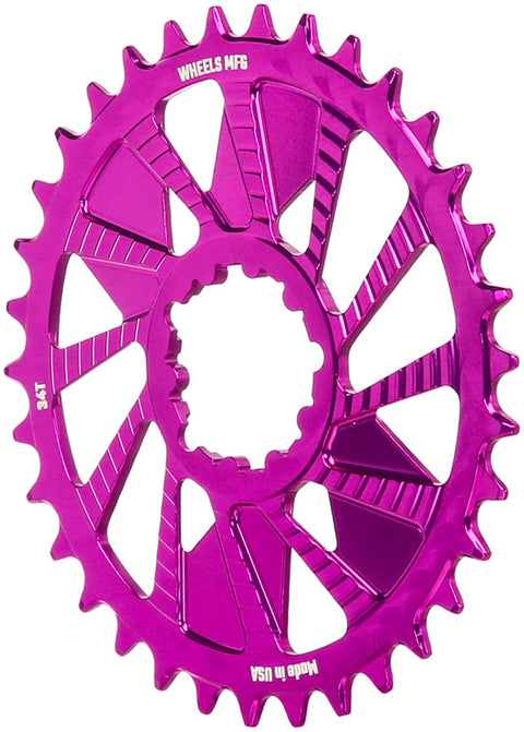 Wheels Manufacturing Direct Mount Chainring - 34t SRAM 3-Bolt Direct Mount 3mm Offset Compatible Hyperglide+ Chain Purple