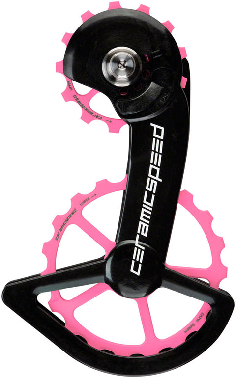 CeramicSpeed OSPW Pulley Wheel System Shimano Dura-Ace 9250/Ultegra 8150 - Coated Races Alloy Pulley Carbon Cage Pink Cerakote