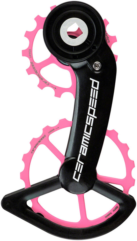 CeramicSpeed OSPW Pulley Wheel System SRAM Red/Force AXS - Coated Races Alloy Pulley Carbon Cage Pink Cerakote