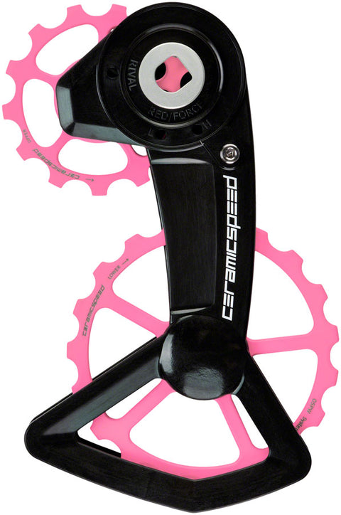 CeramicSpeed OSPW X Pulley Wheel System SRAM AXS XPLR - Coated Races Alloy Pulley Carbon Cage Pink Cerakote