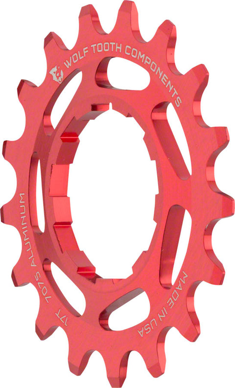 Wolf Tooth Single Speed Aluminum Cog - 17t Compatible with 3/32" Chains Red