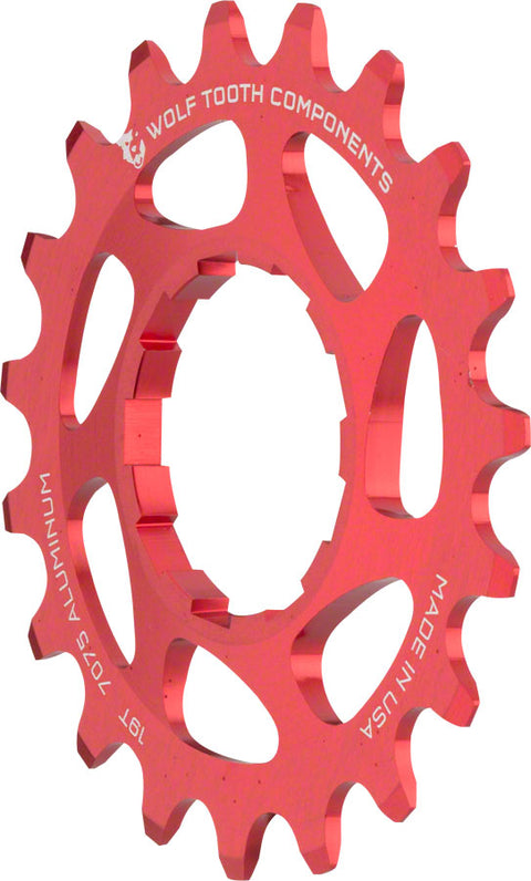 Wolf Tooth Single Speed Aluminum Cog - 19t Compatible with 3/32" Chains Red